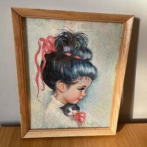 Vintage Midcentury Sugar Bun by Medeiros Textured Lithograph Art Print Framed